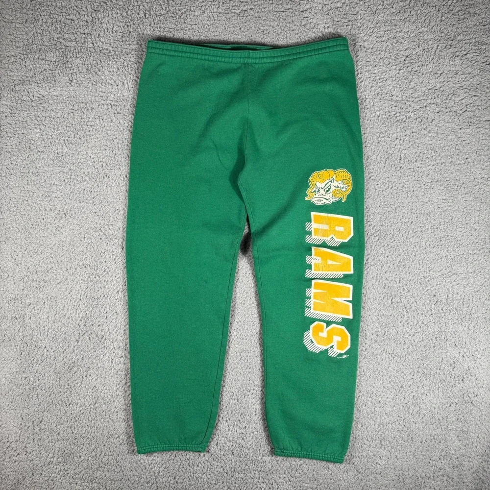 Vintage 1980s CSU Rams Sweatpants Size XL Green Colorado State University